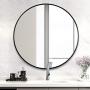 LYNSLIM 32” Black Metal Frame Round Vanity Mirror - Decorative Wall Mirror for Bedroom Bathroom Washroom Living Room Entrance Mirror (Black, 32in)