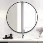 LYNSLIM 32” Black Metal Frame Round Vanity Mirror - Decorative Wall Mirror for Bedroom Bathroom Washroom Living Room Entrance Mirror (Black, 32in) LYNSLIM 32” Black Metal Frame Round Vanity Mirror - Decorative Wall Mirror for Bedroom Bathroom Washroom Living Room Entrance Mirror (Black, 32in)