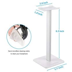 Headphone Stand Headset Holder New Bee Earphone Stand with Aluminum Supporting Bar Flexible Headrest ABS Solid Base for All Headphones Size (White)