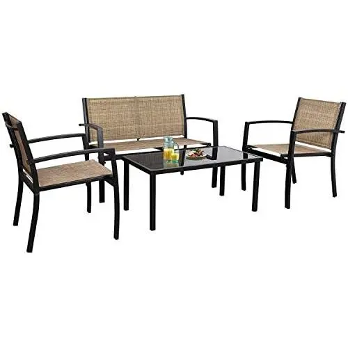 Flamaker 4 Pieces Patio Furniture Outdoor Furniture Outdoor Patio Furniture Set Textilene Bistro Set Modern Conversation Set Bistro Set with Loveseat Tea Table for Home, Lawn and Balcony Flamaker 4 Pieces Patio Furniture Outdoor Furniture Outdoor Patio Furniture Set Textilene Bistro Set Modern Conversation Set Bistro Set with Loveseat Tea Table for Home, Lawn and Balcony
