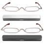 REAVEE 2 Pack Metal Slim Reading Glasses Spring Hinge Readers for Women Men Small Mini Portable Readers with Pen Clip Case +1.5