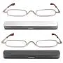REAVEE 2 Pack Metal Slim Reading Glasses Spring Hinge Readers for Women Men Small Mini Portable Readers with Pen Clip Case +1.5 REAVEE 2 Pack Metal Slim Reading Glasses Spring Hinge Readers for Women Men Small Mini Portable Readers with Pen Clip Case +1.5