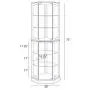 BELLEZE Ashfield Lighted Wood/Glass Curio Corner Cabinet Floor Standing, Walnut