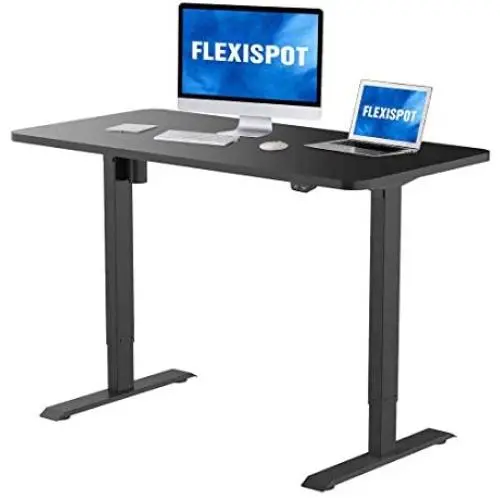 Flexispot Height Adjustable Desk, 42 x 24 Inches, Whole-Piece Desk Board Electric Sit Stand Desk Home Office Table Standing Desk (Black Frame + 42 in Blacktop)