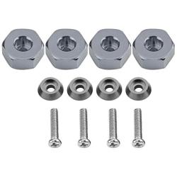 RC Car Hex Hub Adapter, 4 Pcs Aluminium Alloy 6mm to 12mm Wheel Hex Hub Adapter for WPL 1634 RC Truck RC Spare Part Accessory (Titanium Gray)