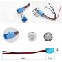 Viping Car Horn Button 12V 16mm LED On/Off Switch Momentary Button Reset Switch Dedicated Connector Switch Power Metal Toggle Car Boat Motorcycle DIY Switch Blu-ray automatic rebound reset 2-pack