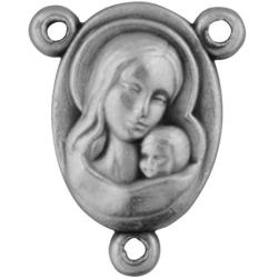 Devotional Rosary Centerpiece with Holy Soil or Water - Pack of 3 (Madonna and Child with Holy Soil)