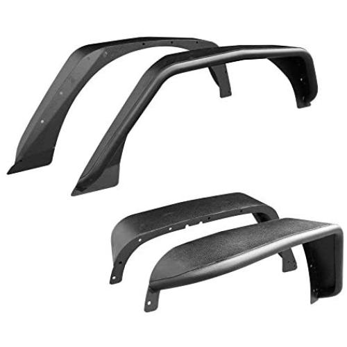 Mifeier Fit 2007-2018 Wrangler JK Front+ Rear Textured Steel Flat Fender Flares (Drilling Required)