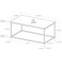 Walker Edison Modern Marble and Metal Frame Open Rectangle Coffee Accent Living Room Ottoman Table, 42 Inch, Marble & Gold