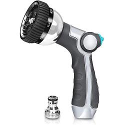 Besiter Garden Hose Nozzle, Metal Spray Nozzle High Pressure, 8 Patterns Thumb Control