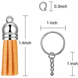 300 Pieces Keychain Making Kit, 100 Leather Keychain Tassels Bulk with 100 Keychain Rings with Chain and 100 Jump Rings for Christmas DIY Keychain Acrylic Crafts