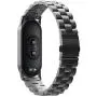 MIMEI Band Compatible with Xiaomi Mi Band 4 5.90in -8.66in Solid Stainless Steel Wristband Metal Buckle Clasp Business Strap Replacement Bracelet (Black, B Type)