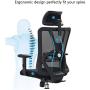 Ticova Ergonomic Office Chair - High Back Desk Chair with Adjustable Lumbar Support & Thick Seat Cushion - 140°Reclining & Rocking Mesh Computer Chair with Adjustable Headrest, Armrest