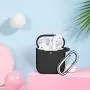 AirPods Case Cover with Keychain, Full Protective Silicone AirPods Accessories Skin Cover for Women Girl with Apple AirPods Wireless Charging Case,Front LED Visible-Black
