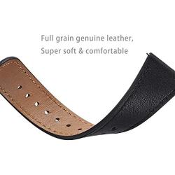 WFEAGL For Versa Band, Top Grain Leather Band Replacement Strap for Versa /Versa 2 /Versa Lite /Versa SE Fitness Smart Watch (Black Band+RoseGold Buckle)