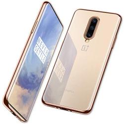 DTTO for Oneplus 7 Pro Case, Soft TPU Clear Stylish Cover All-Round Protection Anti-Falling Case with Metal Luster Edge for Oneplus 7 Pro,Gold