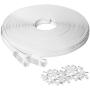 Ethernet Cable 100 ft, Cat6 Flat Internet Cable,Extra Long LAN Network Cable Patch Cord with Clips with Snagless Rj45 Connectors, Silm High Speed Computer Wire, Faster Than Cat5 5e Cables,White