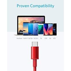 USB Type C Cable, Anker [2-Pack 3Ft] Premium Nylon USB-C to USB-A Fast Charging Type C Cable, for Samsung Galaxy S10 / S9 / S8 / Note 8, LG V20 / G5 / G6 and More(Red)