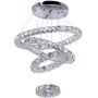 Dixun Modern Crystal Chandeliers Rings Adjustable Stainless Steel LED Pendant Lights (5.9/9.8/13.7/17.7 Inches)for Living Room Bedroom(Warm White)