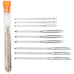 Hekisn Large-Eye Blunt Needles, 9 Piece Stainless Steel Yarn Knitting Needles, Sewing Needles, Crafting Knitting Weaving Stringing Needles,Perfect for Finishing Off Crochet Projects (9 Pieces)