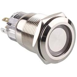 ESUPPORT Stainless Steel 12V 5A Car Auto Boat White Angel Eye LED Light Lamp Metal Push Button Rocker Toggle Switch On Off