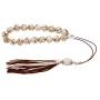 White Onyx with Brown Patterns Gemstone, Handmade Greek Worry Beads or Komboloi, Alpaca Metal Parts on a Pure Silk Cord & Tassel