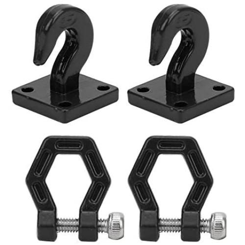 keenso 2PCS Metal Trailer Hook Parts Fit for SCX10 90046 Trx4 D90 1/10 RC Climbing Car Accessory( Black)