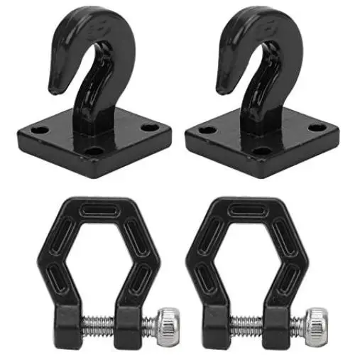 keenso 2PCS Metal Trailer Hook Parts Fit for SCX10 90046 Trx4 D90 1/10 RC Climbing Car Accessory( Black)