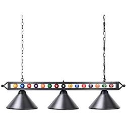 Wellmet Billiard Light for Pool Table,59” Pool Table Lighting for 7 8 9 Table, Hanging Over Pool Table Light with Matte Metal Shades and Billiard Ball Decor,Perfect for Game Room,Kitchen Island