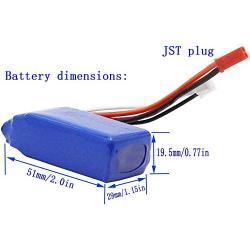 Blomiky 2 Pack 7.4V 1100mAh Li-ion-Po Battery with JST Plug for Wltoys A949 A959 A969 A979 A320 A321 RC Truck Cars and K929 RC Helicopter Airplane A959 Battery 2