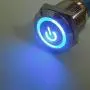 ESUPPORT 16mm 12V 3A Power Symbol Angel Eye Halo Car Blue LED Light Metal Push Button Toggle Switch Socket Plug Wire