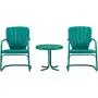 Crosley Furniture KO10012TU Ridgeland Retro Metal 3-Piece Seating Set with 2 Chairs and Side Table, Turquoise Crosley Furniture KO10012TU Ridgeland Retro Metal 3-Piece Seating Set with 2 Chairs and Side Table, Turquoise