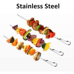 Unves Kabob Skewers, 17'' Reusable Flat Metal Skewers for Grilling, Stainless Steel Grill BBQ Skewers Wide Shish Kabob Sticks for Shrimp Meat Chicken Vegetable, 10 Pack