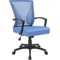 Furmax Office Chair Mid Back Swivel Lumbar Support Desk Chair, Computer Ergonomic Mesh Chair with Armrest (Blue)