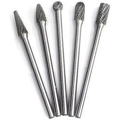 YUFUTOL Carbide Burrs Set - 5pcs diameter Extended Long Double Cut Solid Carbide Rotary Burr File Set 1/4 Inch Shank for Die Grinder Drill, Metal Carving,Polishing,Engraving,Drilling