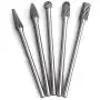 YUFUTOL Carbide Burrs Set - 5pcs diameter Extended Long Double Cut Solid Carbide Rotary Burr File Set 1/4 Inch Shank for Die Grinder Drill, Metal Carving,Polishing,Engraving,Drilling