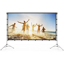 Vamvo Outdoor Indoor Projector Screen with Stand Foldable Portable Movie Screen 80 Inch (16:9) Full-Set Bag for Home Theater Camping and Recreational Events (80 inch)