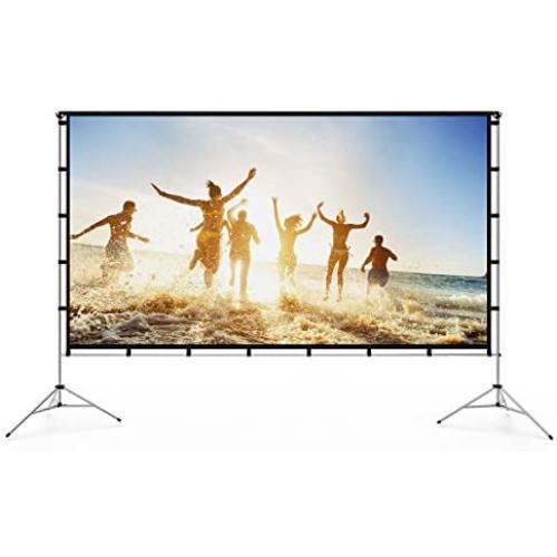 Vamvo Outdoor Indoor Projector Screen with Stand Foldable Portable Movie Screen 80 Inch (16:9) Full-Set Bag for Home Theater Camping and Recreational Events (80 inch)