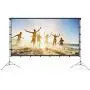Vamvo Outdoor Indoor Projector Screen with Stand Foldable Portable Movie Screen 100 Inch (16:9) Full-Set Bag for Home Theater Camping and Recreational Events (100inch)