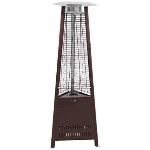 BELLEZE 42,000 BTU Outdoor Pyramid Propane Medium Glass Tube Dancing Flames Patio Heater - Hammered Bronze