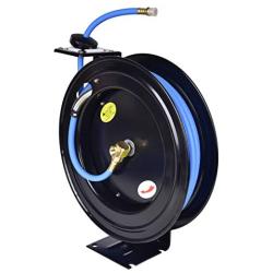 A A IN AA039W 300 PSI Heavy Duty Air Hose Reel With 50FT Auto Rewind Premium Retractable air hose, Air Hose Reel Wall Mount 3/8'' Flexible Hybrid Hose