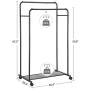 SONGMICS Double-Rail Garment Rack, Metal Clothes Rack with Wheels, Mesh Shelf, Each Rail Holds up to 66 lb, for Clothes, Bags, Shoes, Storage Boxes, Black UHSR26BK