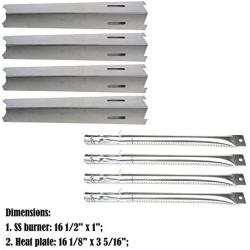 Direct Store Parts Kit DG120 Replacement for BBQ Grillware GSC2418, GSC2418N Gas Grill Heat Plate and Burner, 4 Pack (Stainless Steel Burner + Stainless Steel Heat Plate)