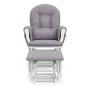 Storkcraft Premium Hoop Glider and Ottoman (White Base, Gray Swirl Cushion) – Padded Cushions with Storage Pocket, Smooth Rocking Motion, Easy to Assemble, Solid Hardwood Base
