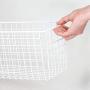 mDesign Narrow Farmhouse Decor Metal Wire Food Storage Organizer Bin Basket with Handles for Kitchen Cabinets, Pantry, Bathroom, Laundry Room, Closets, Garage - 16'' x 6'' x 6'' - 2 Pack - Matte White