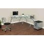 SD STUDIO DESIGNS Futura LS WorkCenter with Tilt Top Adjustable Drafting Table Craft Table Drawing Desk Hobby Table Writing Desk Studio Desk, Silver / Blue Glass