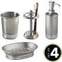 mDesign Metal Bathroom Vanity Countertop Accessory Set - Includes Refillable Soap Dispenser, Divided Toothbrush Stand, Tumbler Rinsing Cup, Soap Dish - 4 Pieces - Brushed Stainless Steel mDesign Metal Bathroom Vanity Countertop Accessory Set - Includes Refillable Soap Dispenser, Divided Toothbrush Stand, Tumbler Rinsing Cup, Soap Dish - 4 Pieces - Brushed Stainless Steel