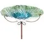 VCUTEKA Outdoor Bird Bath Glass Birdbath Garden Bird Feeder with Metal Stake (Green) VCUTEKA Outdoor Bird Bath Glass Birdbath Garden Bird Feeder with Metal Stake (Green)