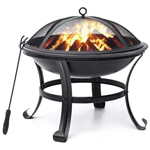 KINGSO Fire Pit, 22 Fire Pits Outdoor Wood Burning Steel BBQ Grill Firepit Bowl with Mesh Spark Screen Cover Log Grate Wood Fire Poker for Camping Picnic Bonfire Patio Backyard Garden Beaches Park KINGSO Fire Pit, 22 Fire Pits Outdoor Wood Burning Steel BBQ Grill Firepit Bowl with Mesh Spark Screen Cover Log Grate Wood Fire Poker for Camping Picnic Bonfire Patio Backyard Garden Beaches Park