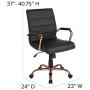 Flash Furniture Mid-Back Black LeatherSoft Executive Swivel Office Chair with Rose Gold Frame and Arms